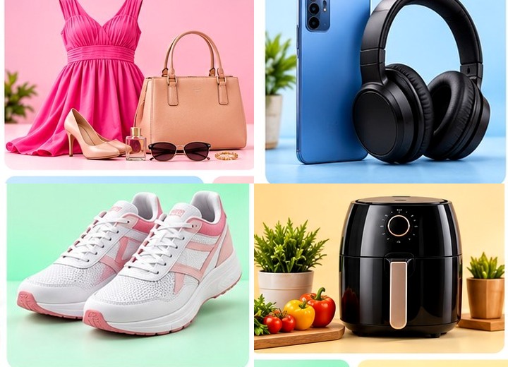 Diversos produtos: moda, eletrônicos, calçados e itens para casa